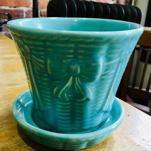 Ming Green Vintage Ceramic Flower Pot